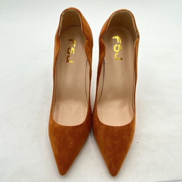 FSJ Brown Suede Pointed Toe High Heels Sexy Stiletto Pumps Office Lady Shoes - Picture 2 of 7
